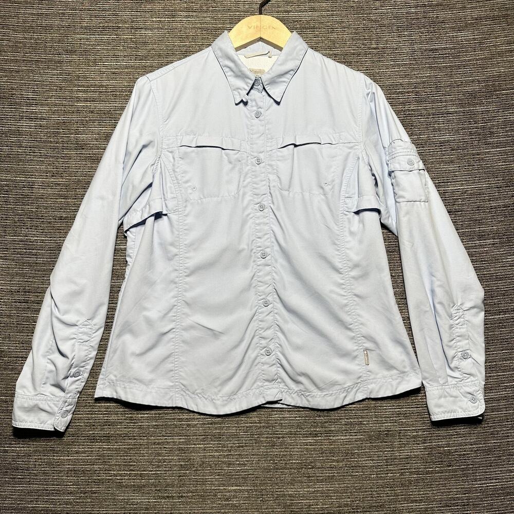 Columbia Shirt Womens M Blue LS Titanium Button Nylon Vented Hiking TL6636